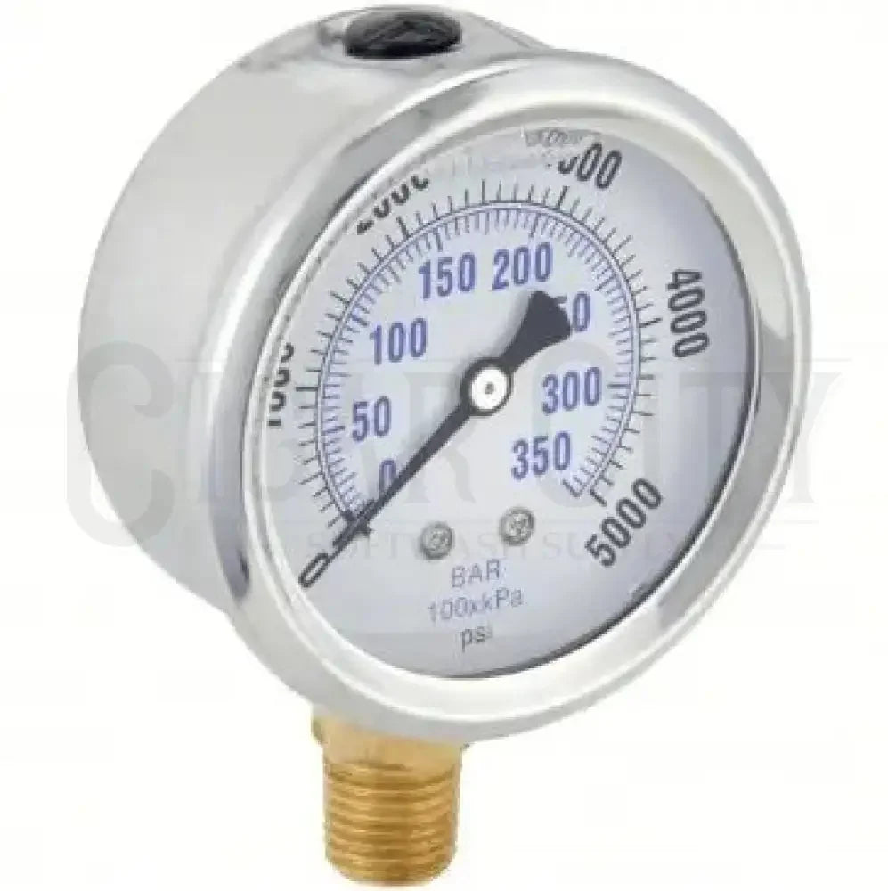 Industrial Pressure Gauge: 0 to 5,000 psi, 2 1/2 in Dial, Liquid-Filled, 1/4 in NPT Male 85.305.001 Hardware Cigarcity Softwash.