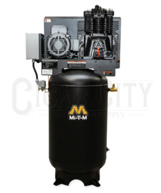 Mi-T-M Electric Air Compressors Simplex horizontal model 18.0 @ 175, 5.0 HP, 80-gallon ACS-20305-80H  Cigarcity Softwash.
