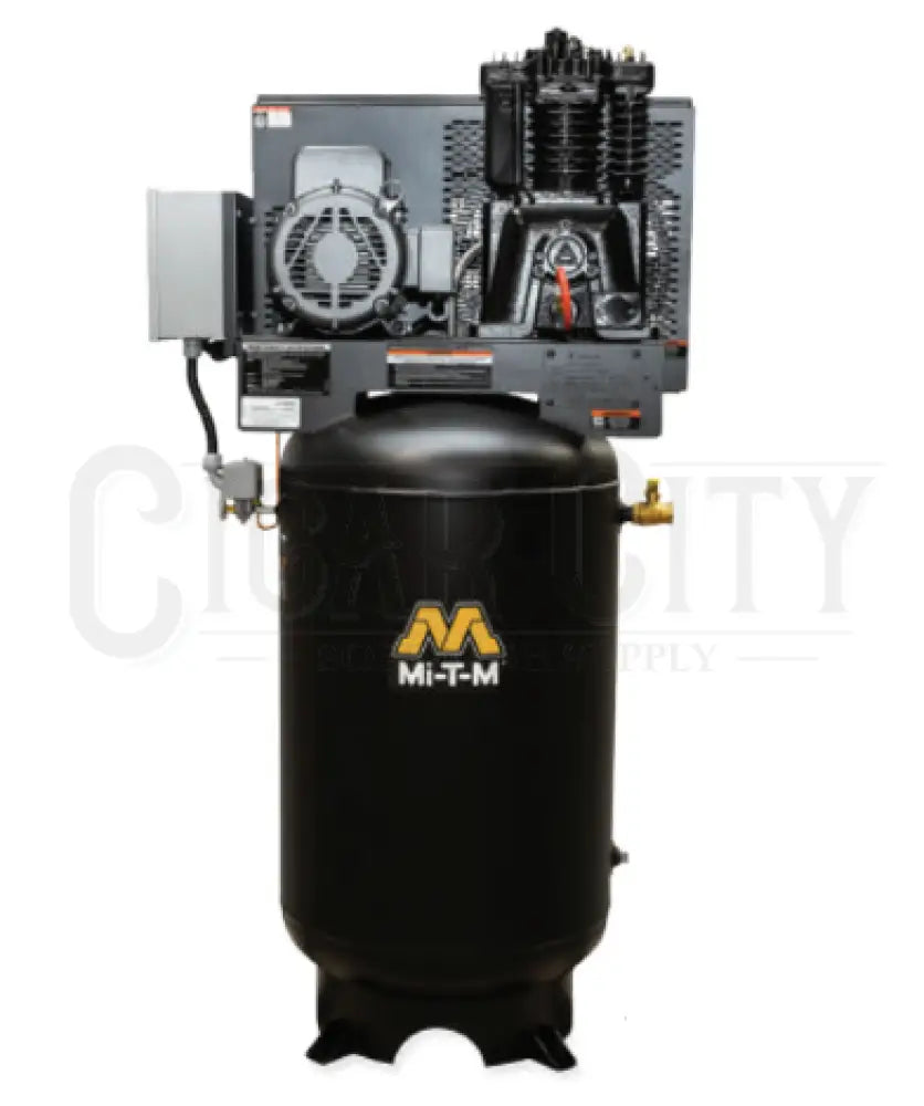Mi-T-M Electric Air Compressors Simplex vertical model 18.0 @ 175, 5.0 HP, 80-gallon ACS-46305-80V  Cigarcity Softwash.