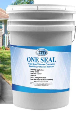 One Seal water-based silicone penetrating repellent for masonry surfaces, ideal for softwash cleaning solutions