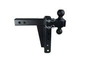 Black dual-ball hitch mount for towing equipment, ideal for softwash truck setups