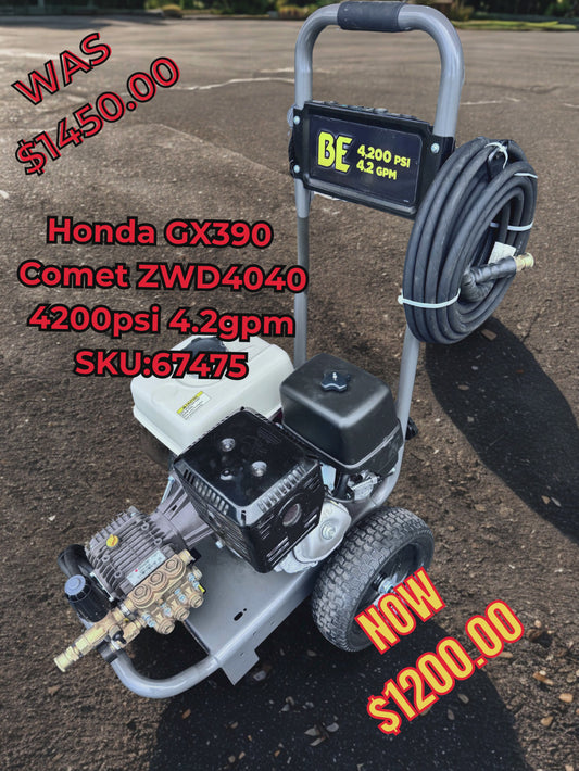 BE Scratch & Dent Honda GX390 w/ Comet ZWD4040 4200psi 4.2gpm B4213HCS (67475)
