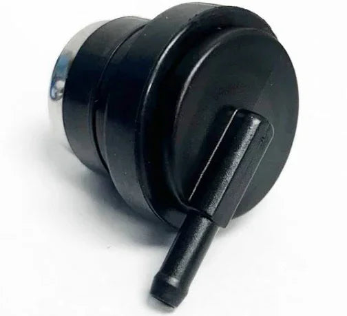 Black softwash pressure washer valve with chrome fitting and lever handle for precise flow control