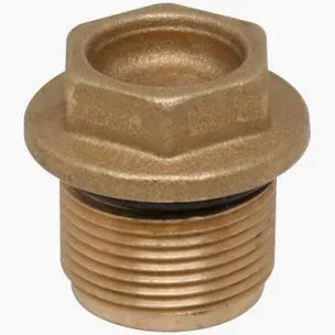 Brass threaded softwash fitting with hex nut for pressure washer equipment