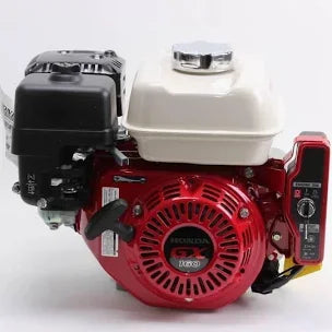 Red Honda GX200 gas engine for softwash equipment, compact design with fuel tank and controls