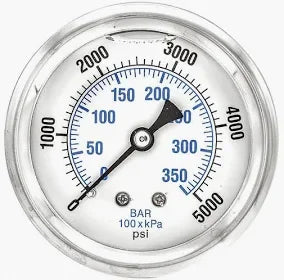 Softwash pressure gauge measuring PSI and BAR for cleaning equipment