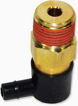 Brass softwash chemical injector with red O-ring and black hose connector for pressure washing systems
