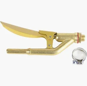 Gold softwash spray gun with brass nozzle and clamp for pressure washing equipment