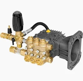 Professional softwash pump with brass fittings and pressure regulator for commercial cleaning equipment