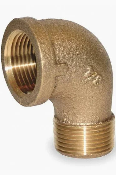 Brass 90-degree elbow fitting for softwash equipment plumbing systems