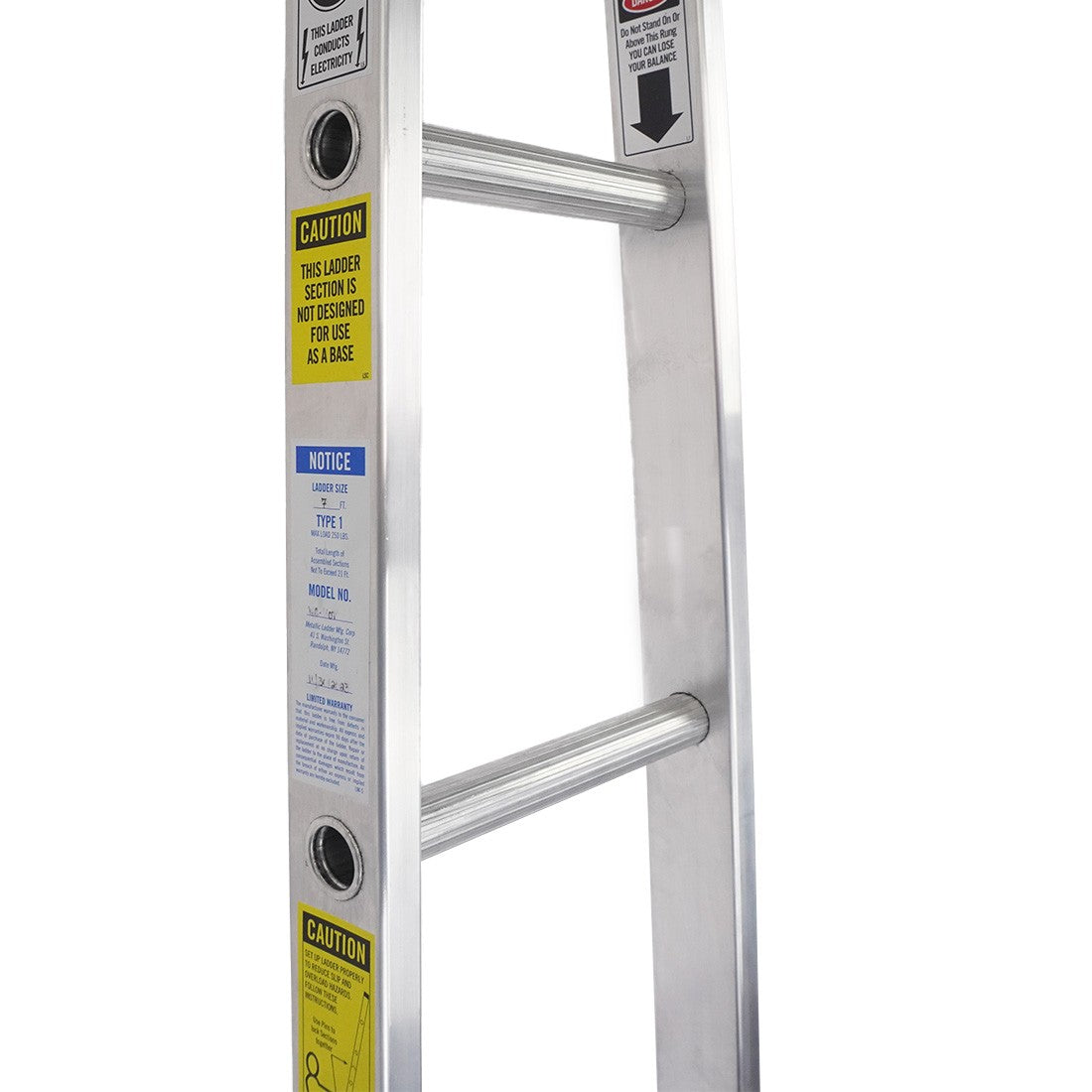 Metallic Ladder Aluminum Open Top Section - 7 Foot WindowCleaner.com