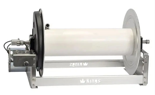 KR1A18E Kings 18" Aluminum Electric Hose Reel with Stainless Steel Manifold - Cigarcity Softwash