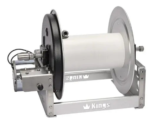 KR3A12E Kings 12" Aluminum Electric Hose Reel with 1" Stainless Steel Manifold - Cigarcity Softwash